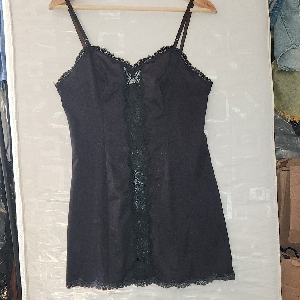 Sears Bazaar 1960 Vintage Black Lace Accent Chemise/ Sleepwear sz9/S
